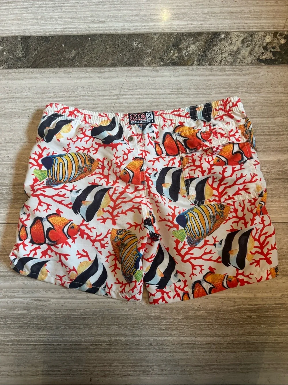 MC2 Saint Barth Tropical Fish Print Swim Shorts - White/Red/Black